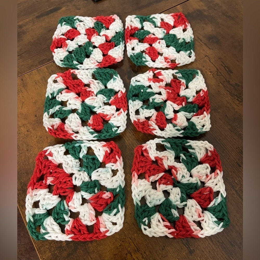 NWT Knana Knots, Granny Squares, Lot Set of 6, coasters, project craft supplies